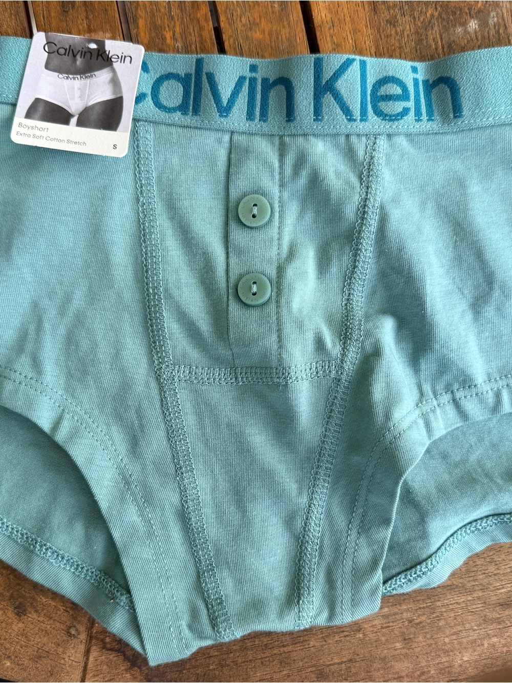 Calvin Klein Aqua Button-Front Cotton Briefs